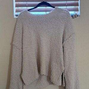 Bobeau Textured Cream Crew Neck Sweater